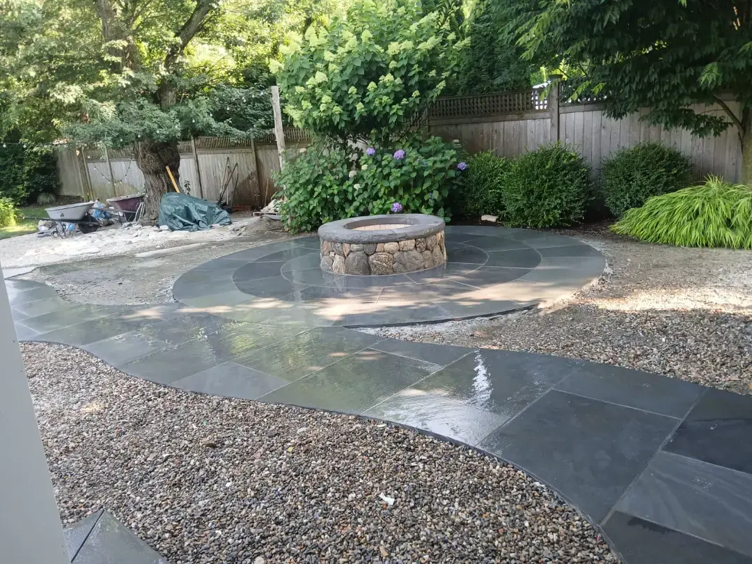 Power washing a residential driveway in Connecticut